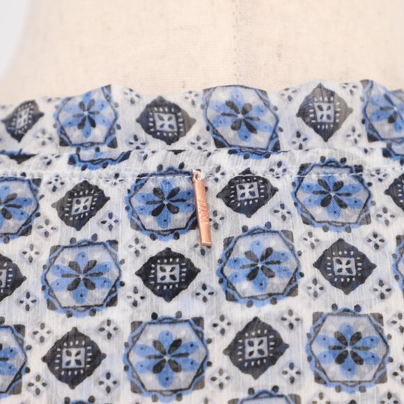 MISA LOS ANGELES Renata Chiffon Blouse Lightweight Blouson Sleeve Blue Size L - Picture 8 of 12